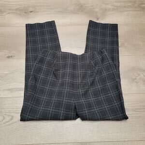J Jill Pants Women Small Black Gray Plaid Straight High Rise Stretch Career Work